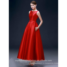 Alibaba Elegant Long Nouveau Designer Cap Sleeve Rouge Couleur A Line Robes de soirée ou Robe de demoiselle d&#39;honneur LE37